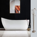 WOODBRIDGE BTA1508 BN 67' Acrylic Freestanding Bathtub Contemporary Soaking Tub Overflow and Drain BTA1508-B,with Brushed Nickel Faucet F0001, White (BTA1508 BN+F0001)