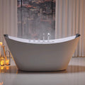 Empava 67' Freestanding Whirlpool Bathtub Oval with 8 Hydromassage Adjustable Water Jets Luxury Acrylic Massage SPA Soaking Bath Tub in White Double Ended