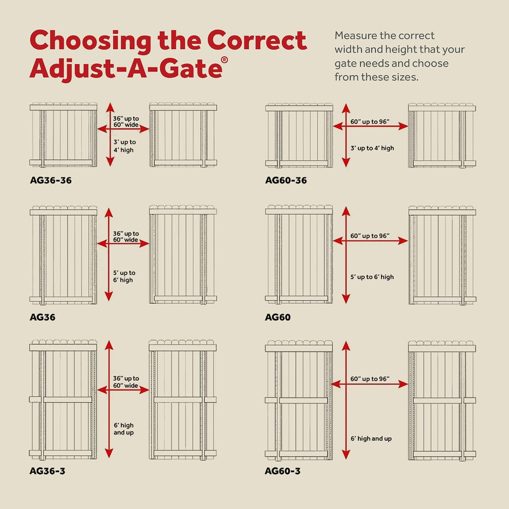 Adjust-A-Gate Full Frame Gate Fence Kit, Fits 36-60' Openings & Up to 5-6', Black - Heavy-Duty Outdoor Reinforcement & Accessories for Gates and Fences