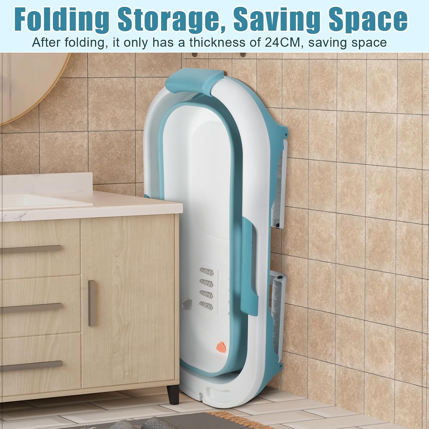 Portable Bathtub Portable Bath Tubs Adult, Large Collapsible Bathtub for Shower, Ice Bath, Soaking Tub, Freestanding Bathtubs with Massage Board, Portable Camping Shower Blue Blue