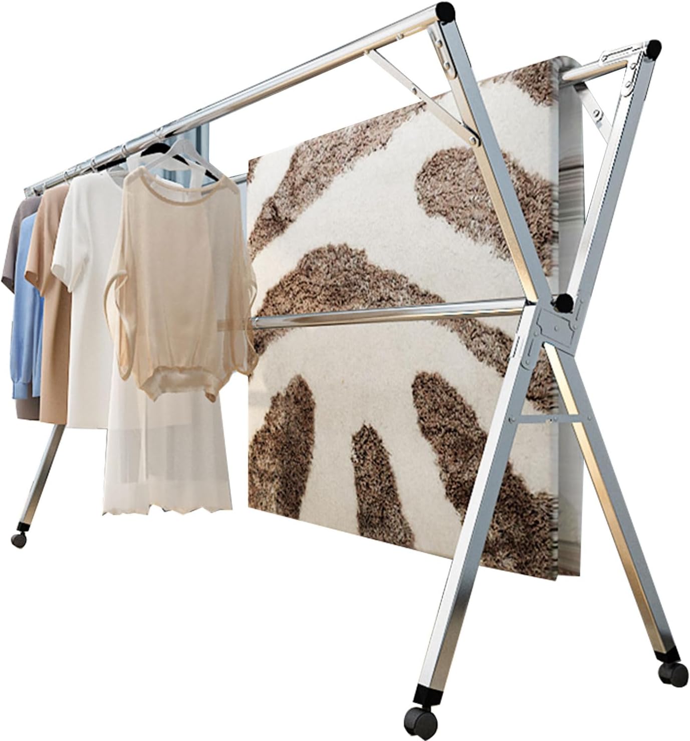 Clothes Drying Racks for Laundry Outdoor, Garment Racks for Hanging Clothes with Shelves, Laundry Stand Organizer Free-Standing Laundry Stand (200cm/79 in)