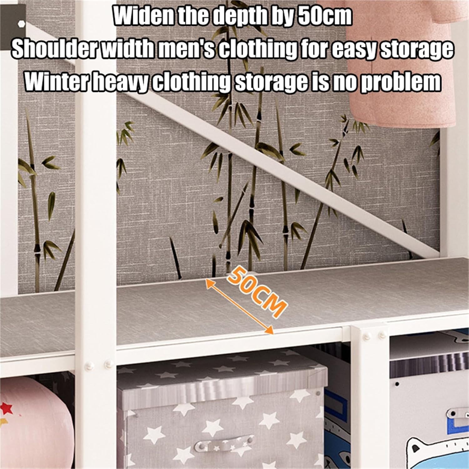 75in Portable Wardrobe Closet Rack, 1100lbs Heavy-Duty Foldable Steel Closet With Cover, Freestanding Enclosed Armoire For Hanging Clothes, Bedroom Storage Organizer