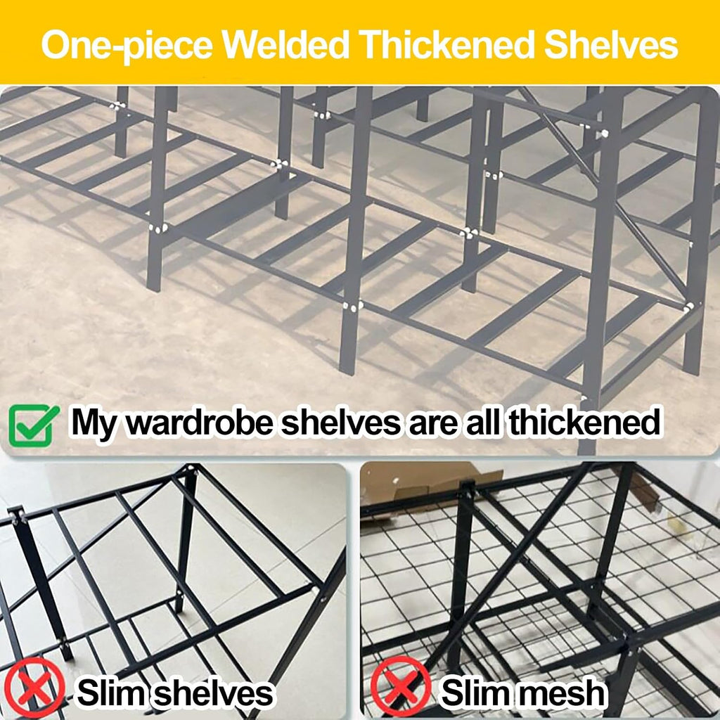 Foldable Wardrobe Closet For Hanging Clothing, Heavy Duty Clothes Rack With Cover, Metal Garment Rack, Covered Coat Armoire Storage For Bedroom(D,168X50X170cm)