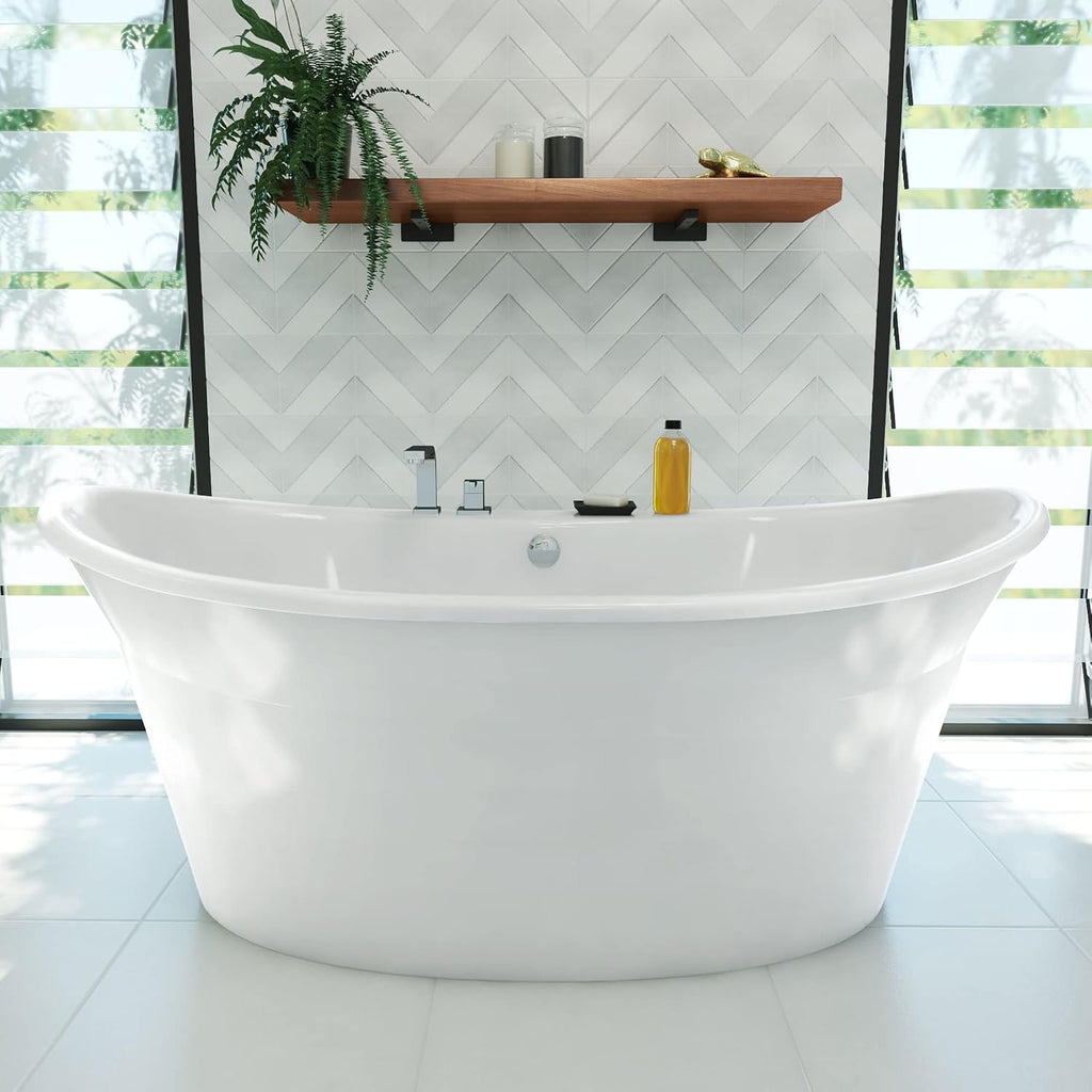 DreamLine Montego 66 inch L x 27 inch H White Acrylic Freestanding Bathtub