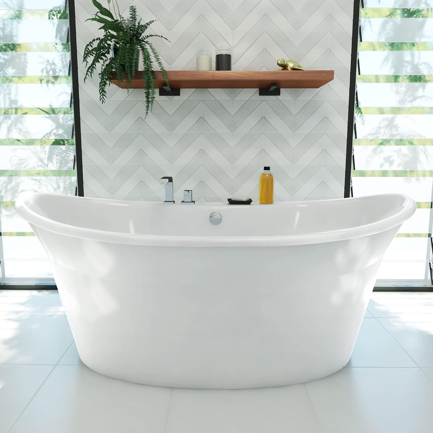 DreamLine Montego 66 inch L x 27 inch H White Acrylic Freestanding Bathtub