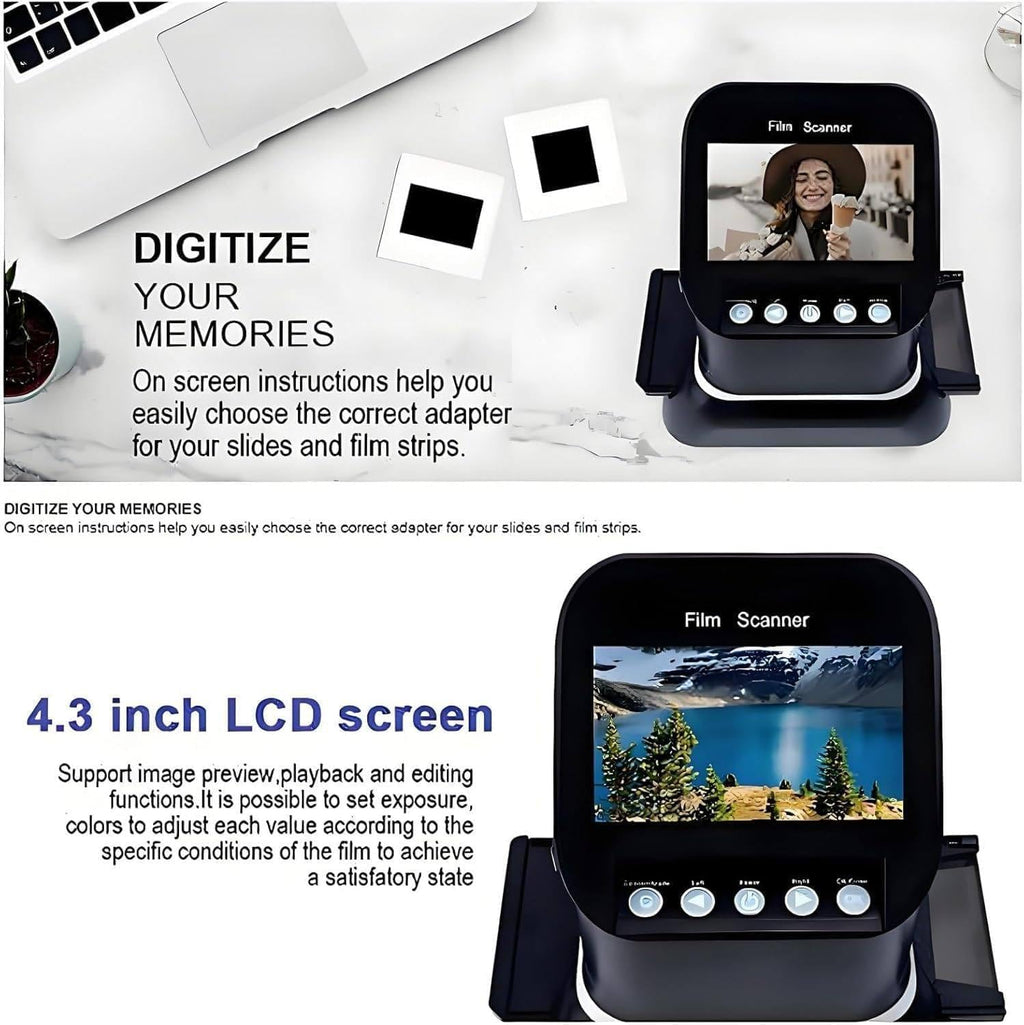 Film Scanner, High Resolution 120 LCD Screen, Converting Negatives and Slides 35 mm, 135, 126, 127 in JPEG Digital, Photo Converter