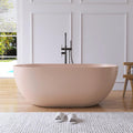 59' Resin Stone Free Standing Tub Bathtubs, Soaking Tub with Solid Surface, Bathroom Freestanding Bathtub with Overflow and Drain, Pink