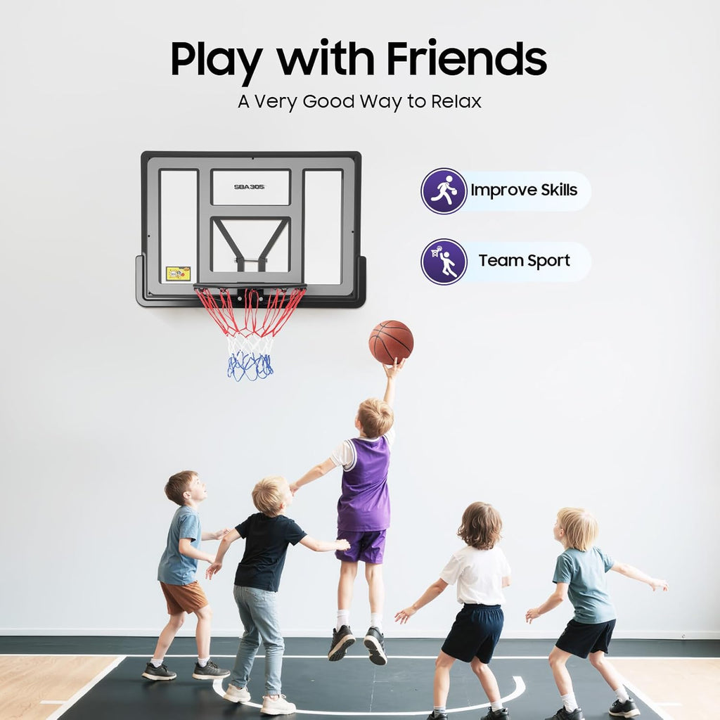 Performance Pet Backboard & Rim Combo, Wall Mount Basketball Backboard Adjustable Basketball Hoop Removable Backboard Rim Kit Hoops with Basket Net for Outdoors Club Home Training