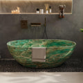51' Edeyeu Freestanding Bathtub - Designer Solid Surface Bathtub Soaking Tub with Extra Deep Ergonomic Comfort, Luxury Color Statement Free Standing Tub Suitable, Green