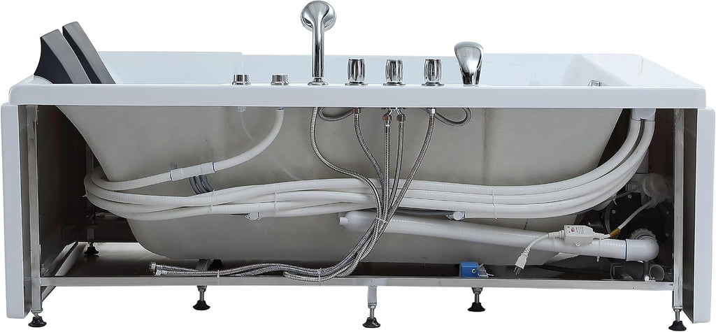 Empava 72' x 48' Whirlpool Tub for Couple,1125W Jetted Bathtub with Light, Hydro Massage,Chromatherapy,ETL Certified,110 Gallons,Left Drain