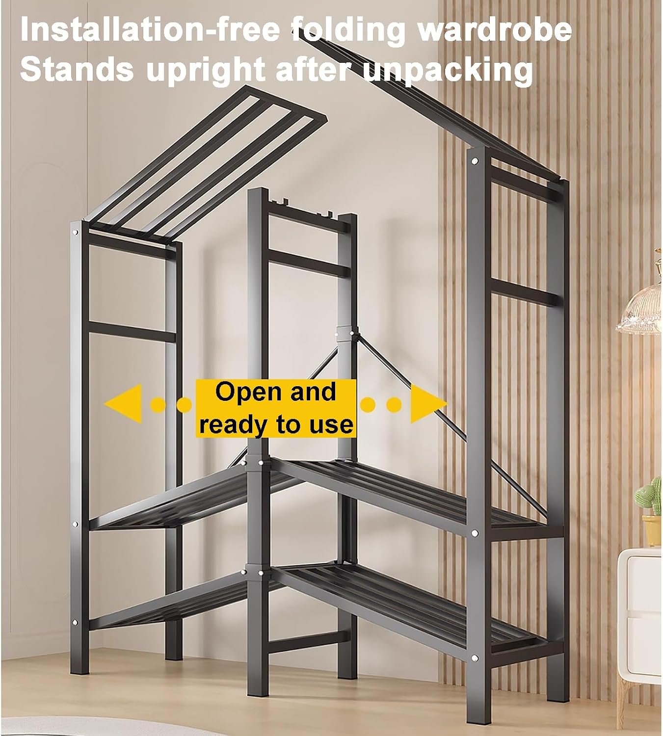 Heavy Duty Metal Clothing Rack with Cover Foldable Clothes Rack Portable Wardrobe Closets Garment Rack Clothes Organizer(127cm/50in)
