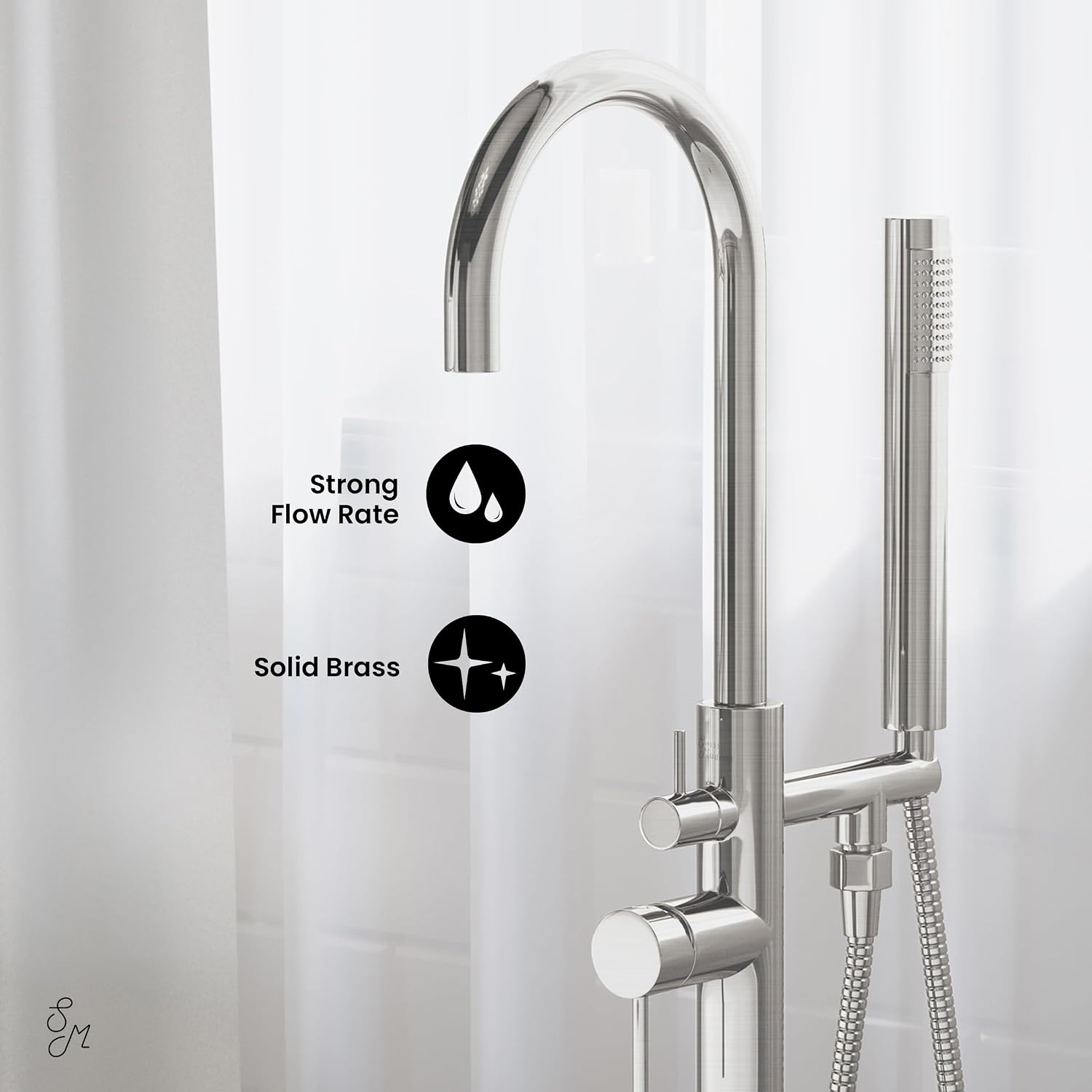 Swiss Madison Well Made Forever SM-FF11BN Ivy Freestanding Bathtub Faucet in Brushed Nickel