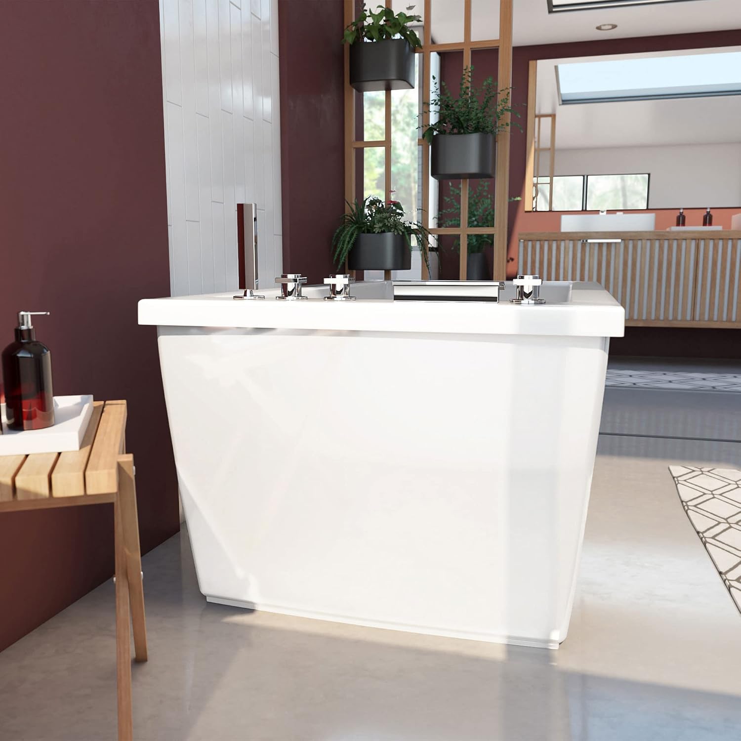 DreamLine Levantine 60 inch L x 23 inch H White Acrylic Freestanding Bathtub