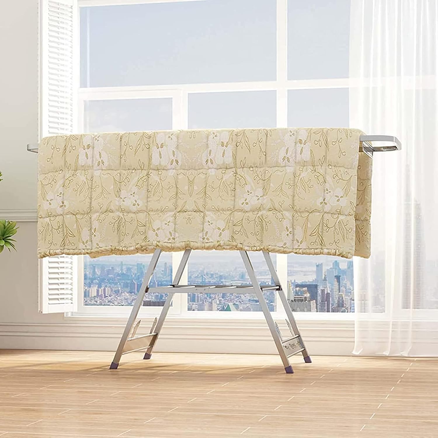 Standing Clothes Hanger, Drying Rack Clothing Foldable Small, Collapsible Garment Racks for Hanging Clothes, for for Bed Linen, Clothing, Socks, Scarves Coat Rack Stand (150cm)
