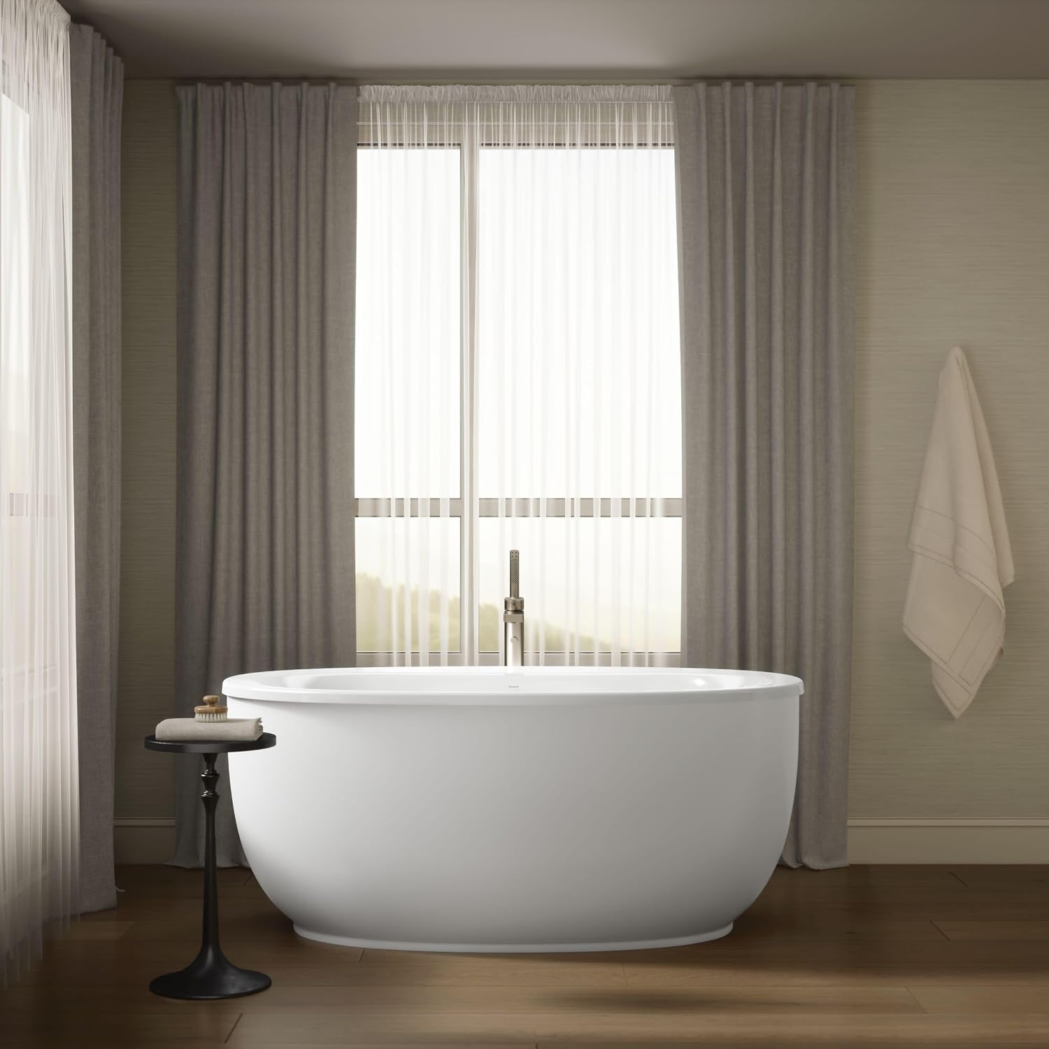 Kohler 24002-0 Sunstruck® 60' x 34' freestanding bath with fluted shroud, White