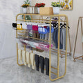 4-Tier Underwear Display Stands, Wrought Iron Floor-Standing Display Stand, Garment Racks with Top Storage Shelf and Hanging Bar, for Bag Skirts Socks Panties Shorts Underwear Bra