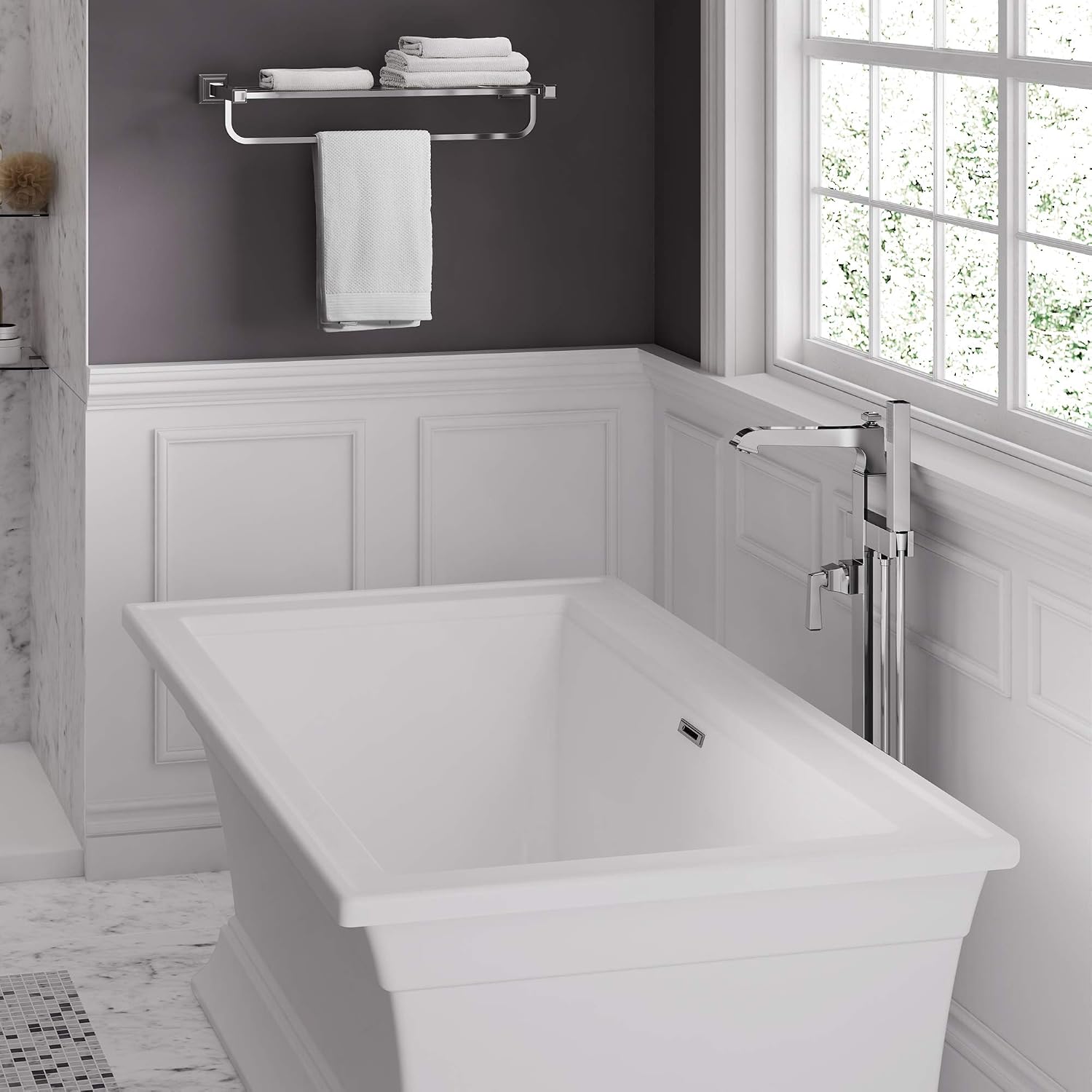 American Standard 2546004.020 Town Square S 68 in. Acrylic Freestanding Soaker Bathtub, White
