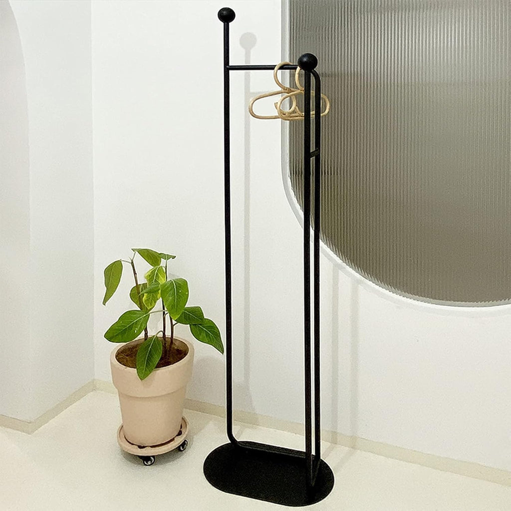 Heavy Duty Garment Rack Modern Metal Clothing Rack with Shelves Freestanding Coat Rack for Bedroom Hallway and Living Room Easy to Assemble Clothes Rail Small Space Storage Solution (Black)