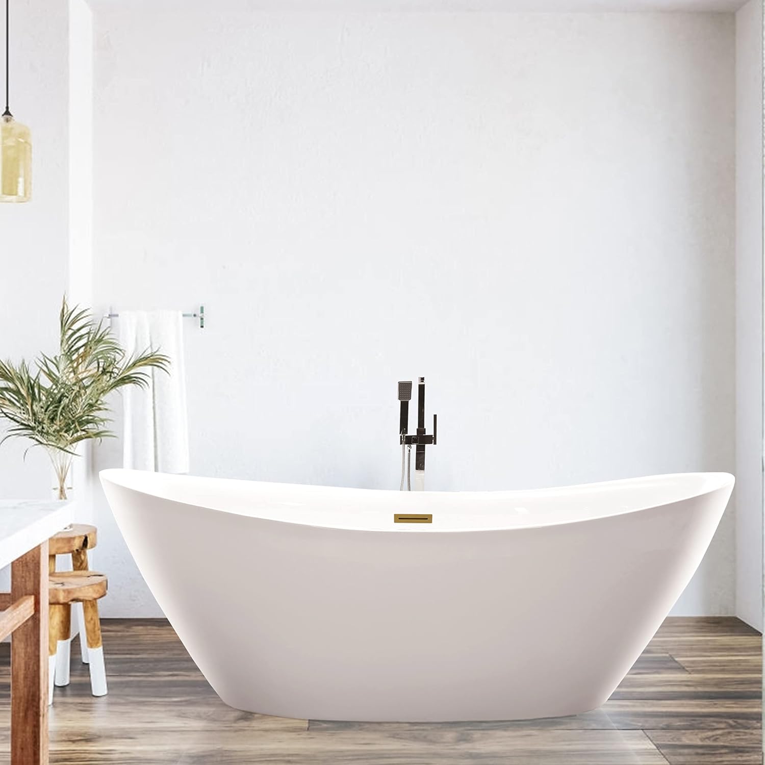 Vanity Art 71' X 33' Freestanding Bathtub | Home Improvement Bathtubs with Contemporary Design for Soaking and Bathing, Overflow and Pop-up Drain with UPC Certified, Acrylic, VA6807-TG