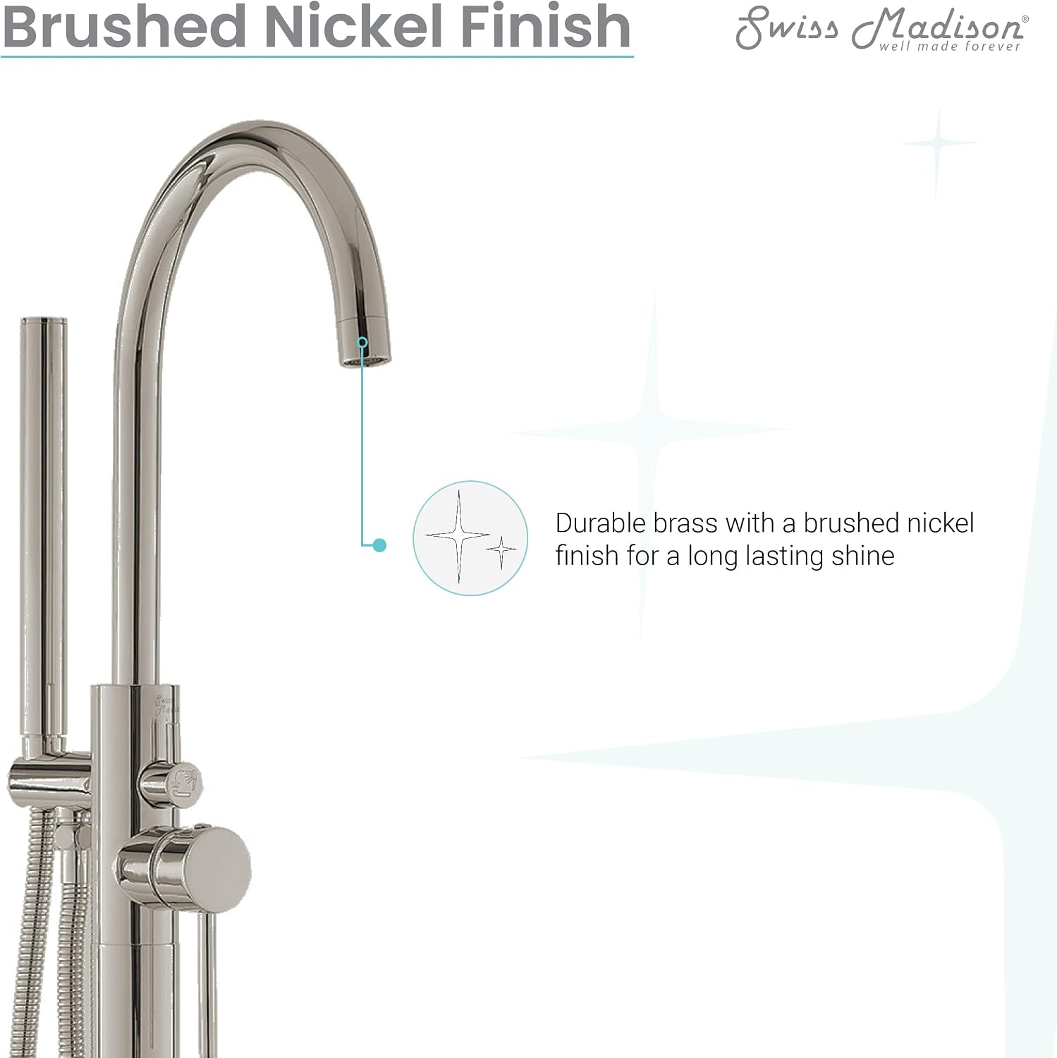 Swiss Madison Well Made Forever SM-FF11BN Ivy Freestanding Bathtub Faucet in Brushed Nickel