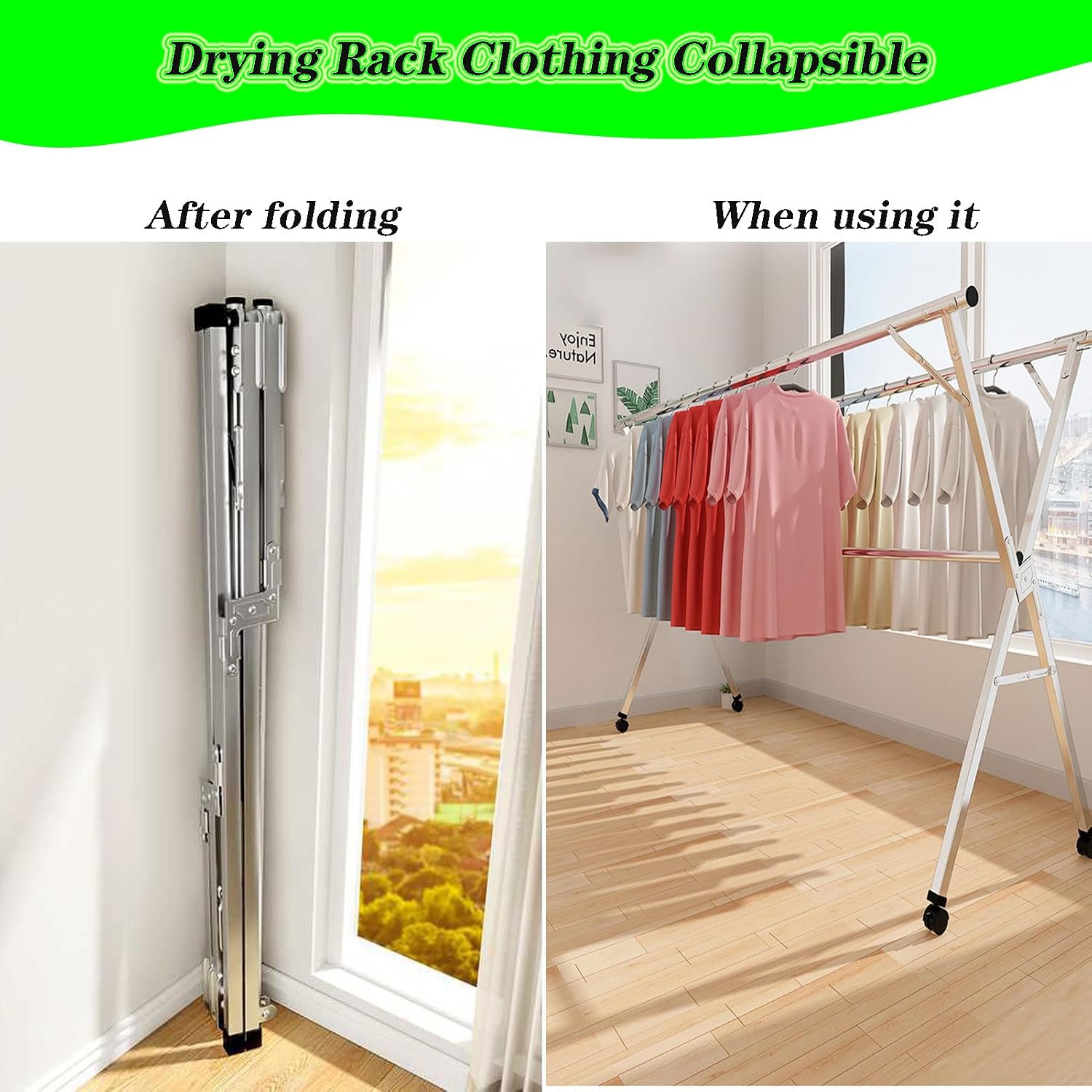 Clothes Drying Racks for Laundry Outdoor, Garment Racks for Hanging Clothes with Shelves, Laundry Stand Organizer Free-Standing Laundry Stand (200cm/79 in)