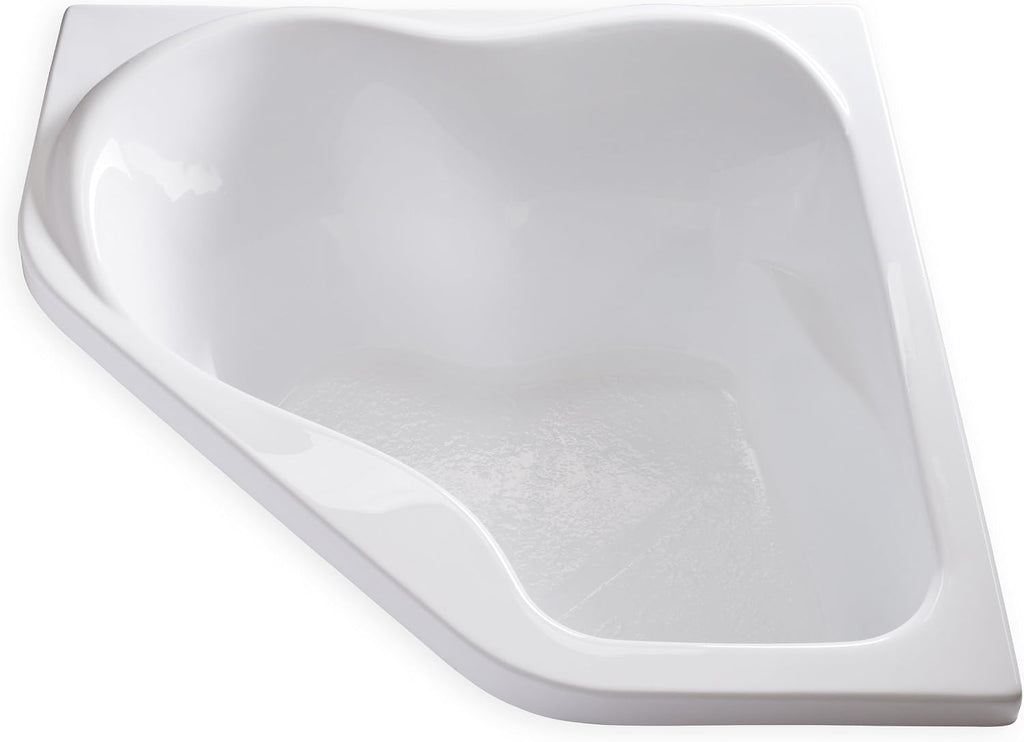 Carver Tubs - CK5959 - Modern Acrylic Fiberglass Soaking Corner Bathtub for Small Bathrooms - White Modern Curved Triangle Acrylic Bath Tub w/Headrest - Deep Relaxing Soak - 59'L x 59'W x 20.5'H