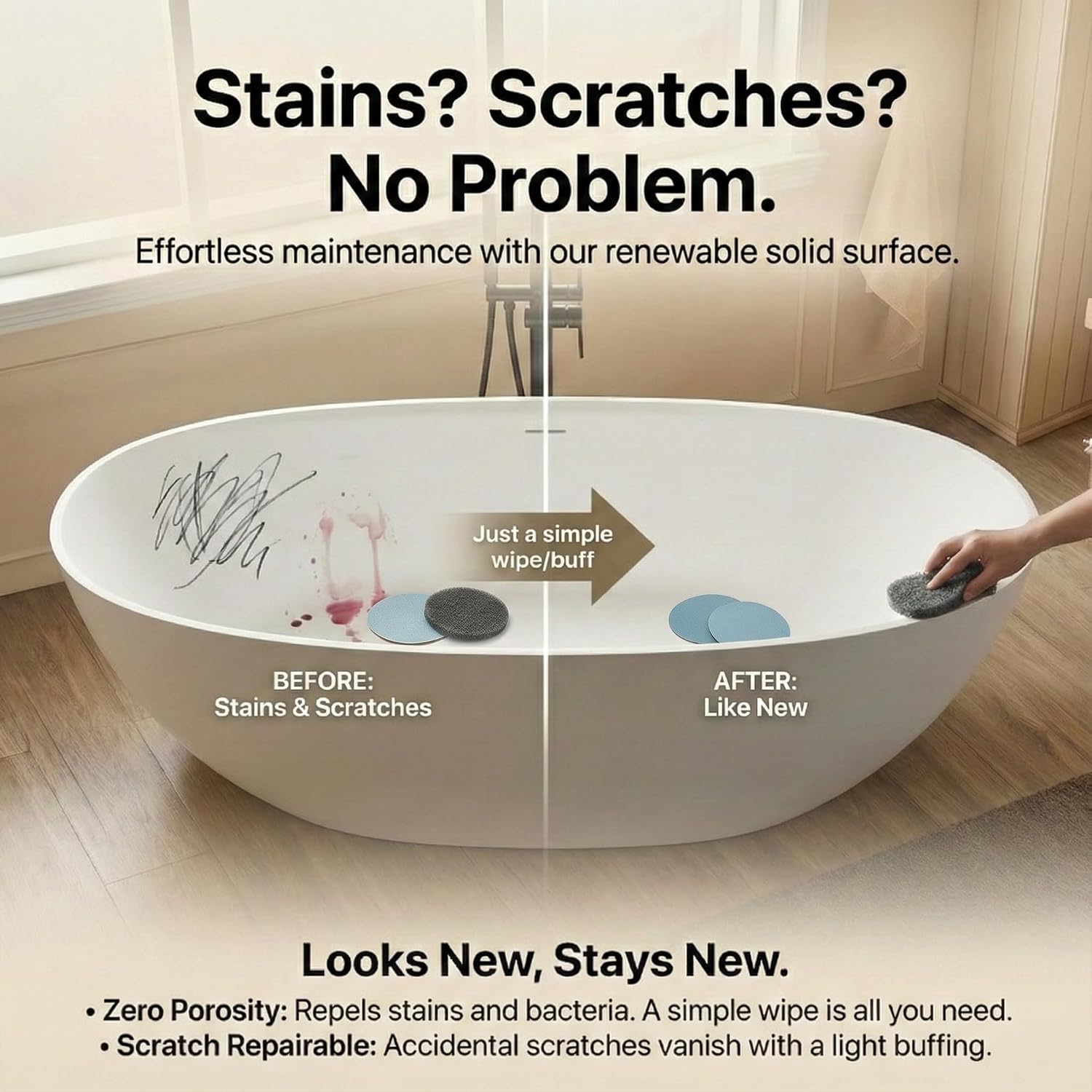 Cpingao 71' Stone Resin Freestanding Bathtub, Contemporary Oval Stand Alone Soaking Tubs, Solid Surface Bathtub with Drain & Integrated Slotted Overflow Matte White 8845-1800