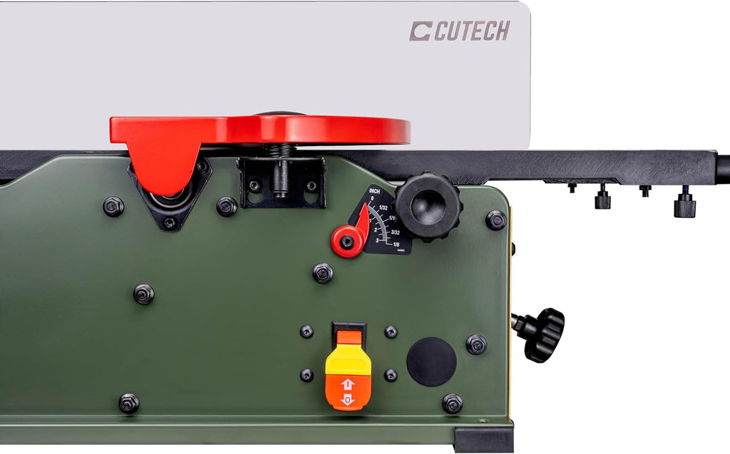 Cutech 401120HI-IF 12-Inch Spiral Cutterhead Benchtop Jointer with Cast Iron Tables, 24 TC Inserts, Extra Large 24' x 6' Cast Iron Fence, Additional 8½' Fence Enhancement Brackets, and a 12-amp Motor