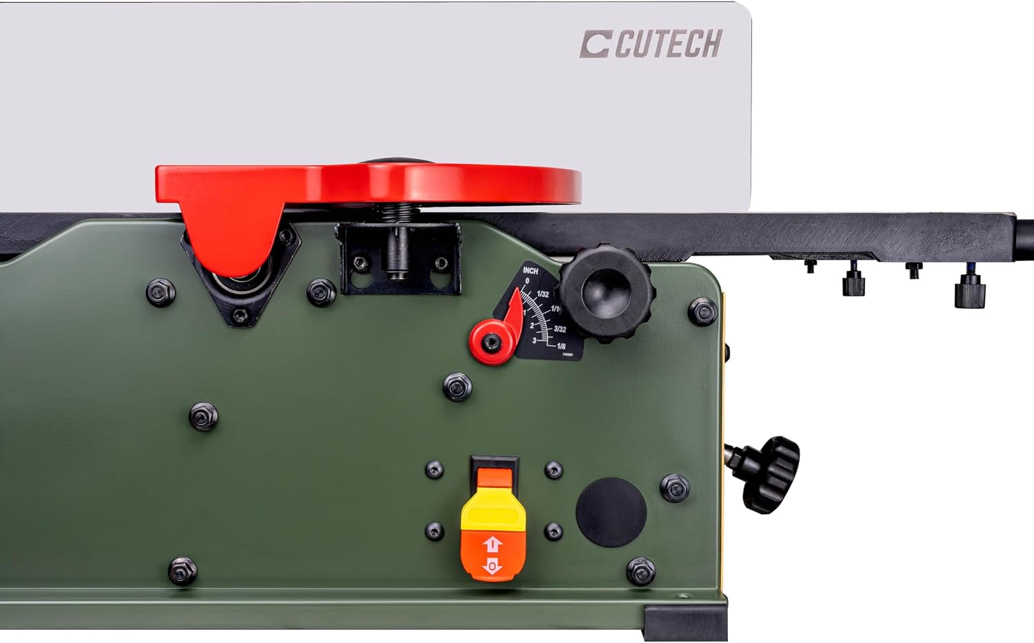 Cutech 401120HI-IF 12-Inch Spiral Cutterhead Benchtop Jointer with Cast Iron Tables, 24 TC Inserts, Extra Large 24' x 6' Cast Iron Fence, Additional 8½' Fence Enhancement Brackets, and a 12-amp Motor