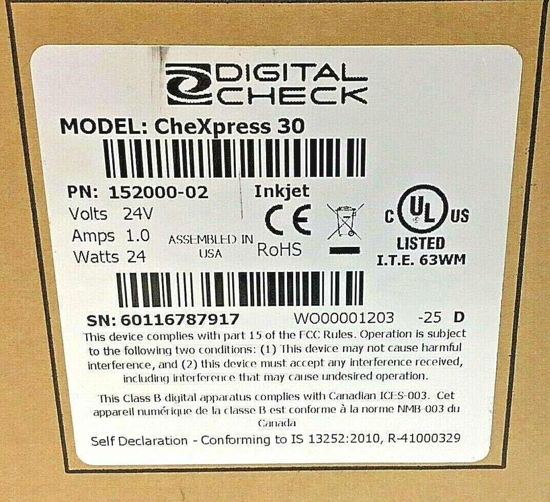 Digital Check CheXpress CX30 Check Scanner (152000-02)