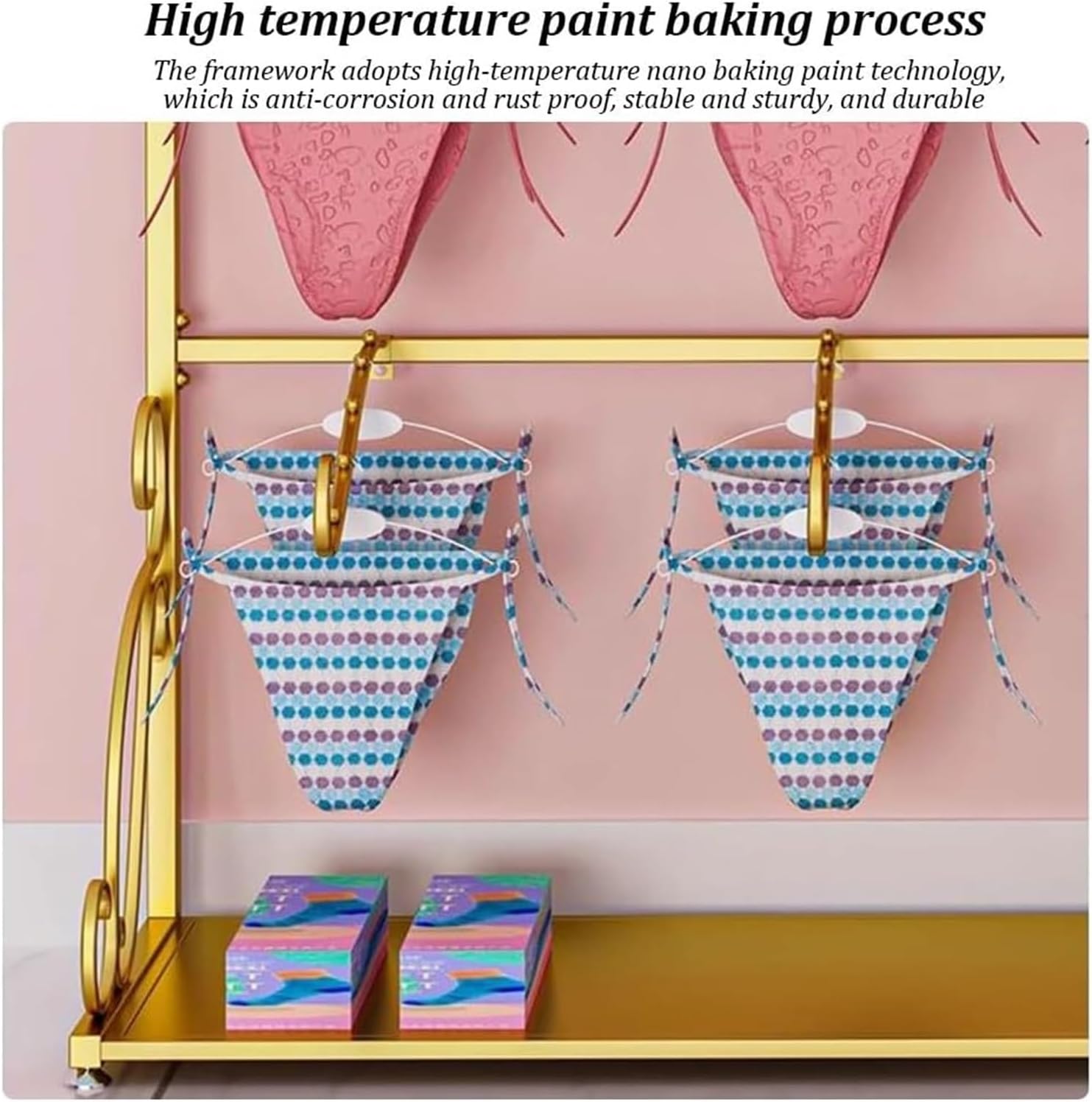 Clothes Rail Garment Rack Metal Underwear Display Stands， Floor Standing Sock Gloves Ornament Organizer Retail Store Metal Hanger Creative Commercial Shelves for Pan