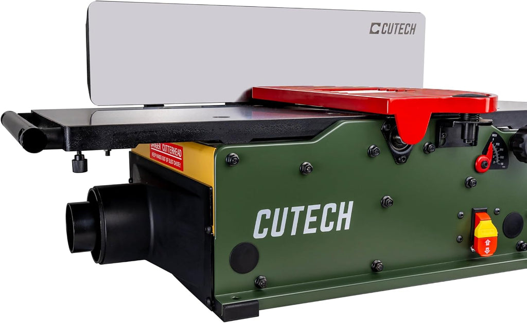 Cutech 401120HI-IF 12-Inch Spiral Cutterhead Benchtop Jointer with Cast Iron Tables, 24 TC Inserts, Extra Large 24' x 6' Cast Iron Fence, Additional 8½' Fence Enhancement Brackets, and a 12-amp Motor
