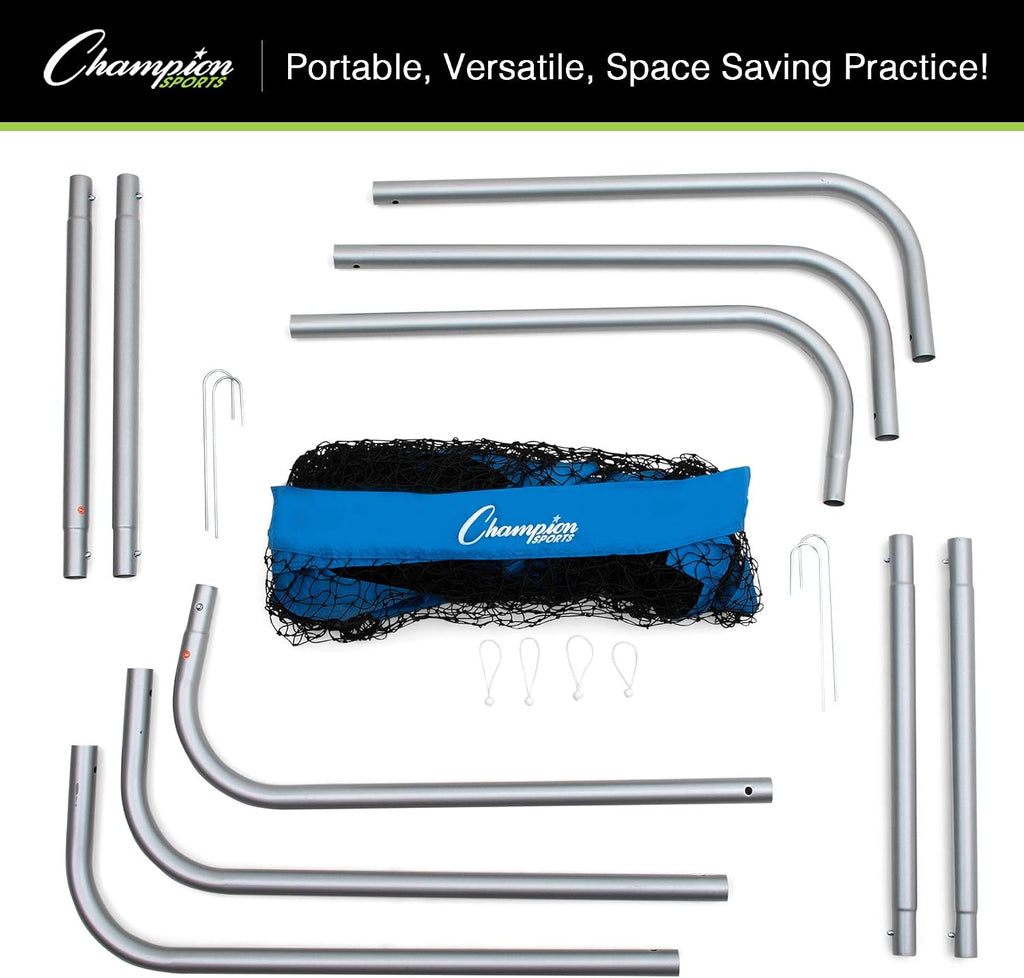 Champion Sports Football Kicking Screen - Powder Coated Steel - Extra Deep Pocket - White/Blue