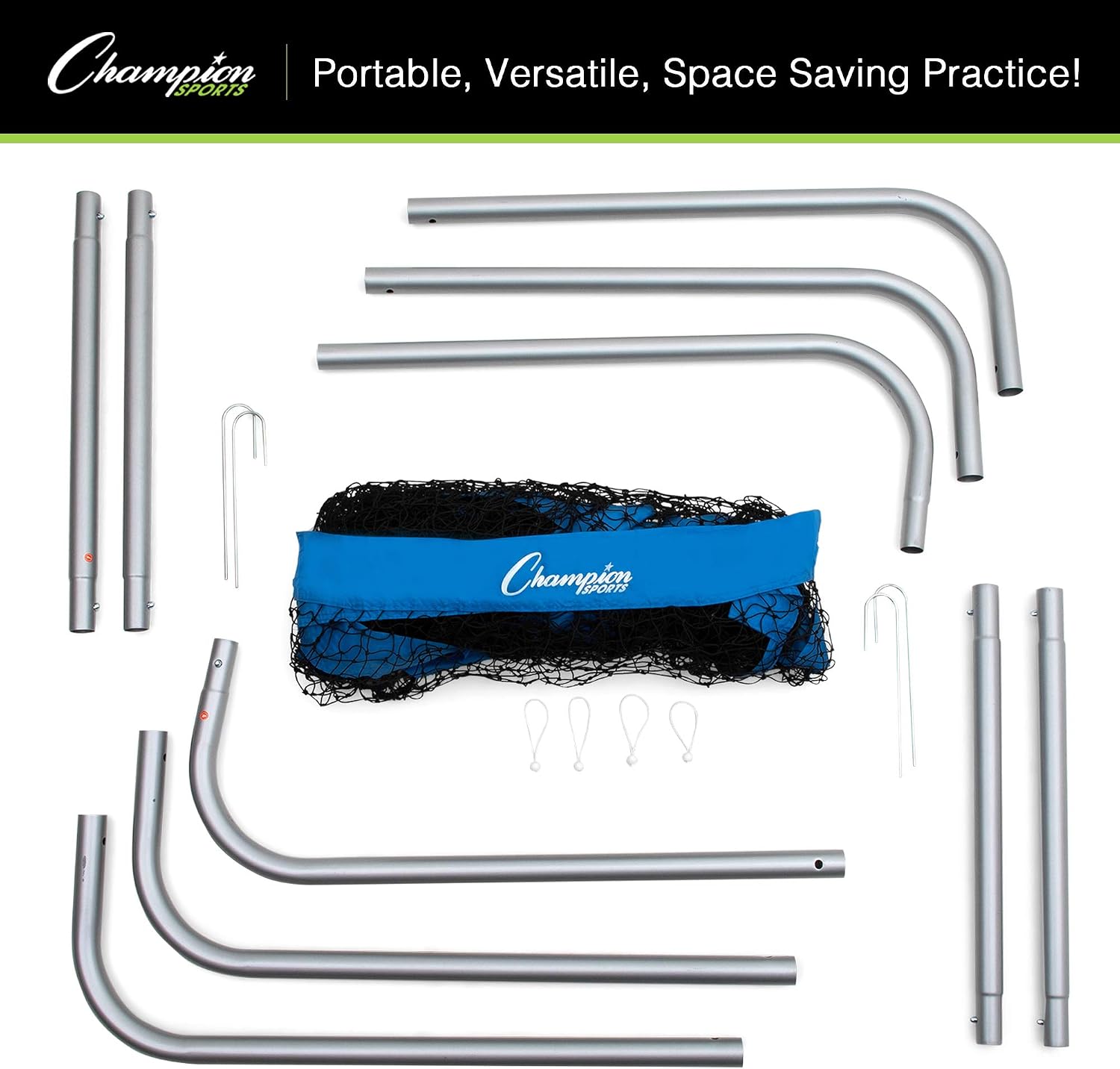 Champion Sports Football Kicking Screen - Powder Coated Steel - Extra Deep Pocket - White/Blue
