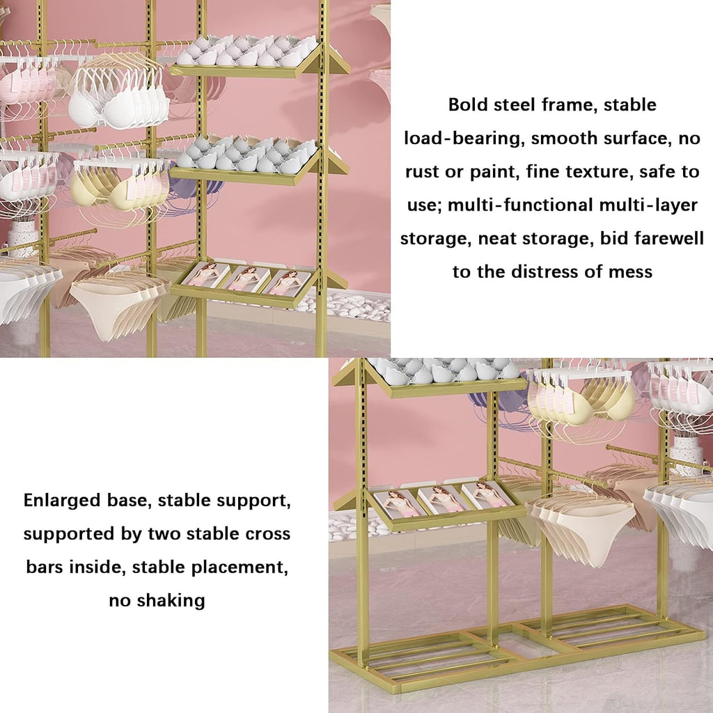 Freestanding Clothing Store Underwear Display Rack, Boutique Retail Commercial Shelves, Multifunctional Slippers Sock Lingerie Swimwear Shorts Access(Silver-100x40x135CM