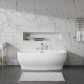 Bank Series 65 in. x 31 in. Flat Bottom Acrylic Freestanding Soaking Bathtub with Center Drain, Brushed Nickel Faucet