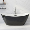 GarveeLife 59 Inch Freestanding Bathtub, Black and White Soaking Tub, Modern Acrylic Standalone Soaker with Matte Black Overflow & Pop-Up Drain, Two-Tone Finish