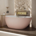 60' Edeyeu Oval Freestanding Bathtub - Extra Deep Soaker Tub With Premium Acrylic, Ergonomic Solid Surface Stand Alone Bathtub, Modern Freestanding Bathtubs For Spa Experience Pink B