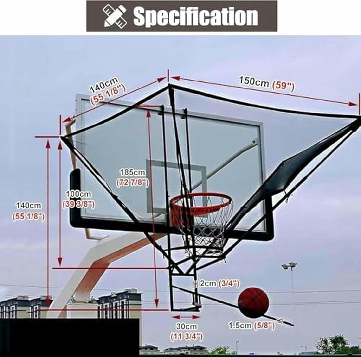 Sports Defender Net & Basketball Rebounder Combo - Serves as Ball Catcher Guard and Backstop, Large Net Prevents Lost Balls