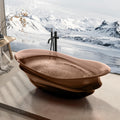 72' Edeyeu Freestanding Bathtub - Extra Deep Solid Surface Soaking Tub, Luxury Free Standing Bathtub Natural Resin, Modern Soaker Tub for Spa Bathroom with Drain Brown