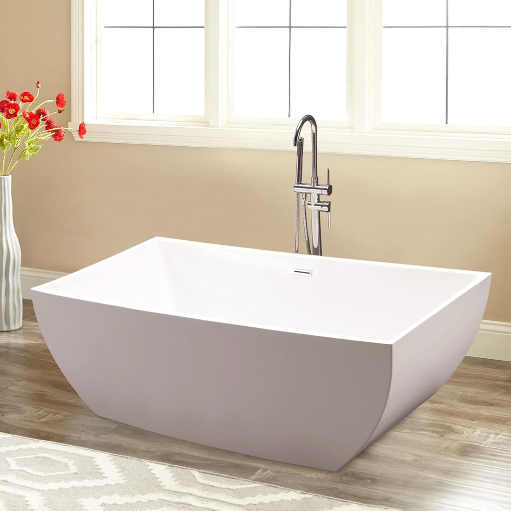 Vanity Art 67' X 32' Acrylic Freestanding Bathtub | Home Improvement Bathtubs with Contemporary Design for Soaking and Bathing, Overflow and Pop-up Drain with UPC Certified, VA6821-L