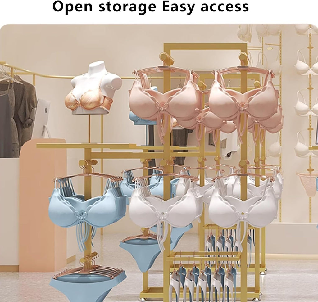 Retail Store Garment Rack Clothing Hanger,Freestanding Underwear Panty Rack,Lingerie Display Rack for Bra Shorts Jewelry(Silver)