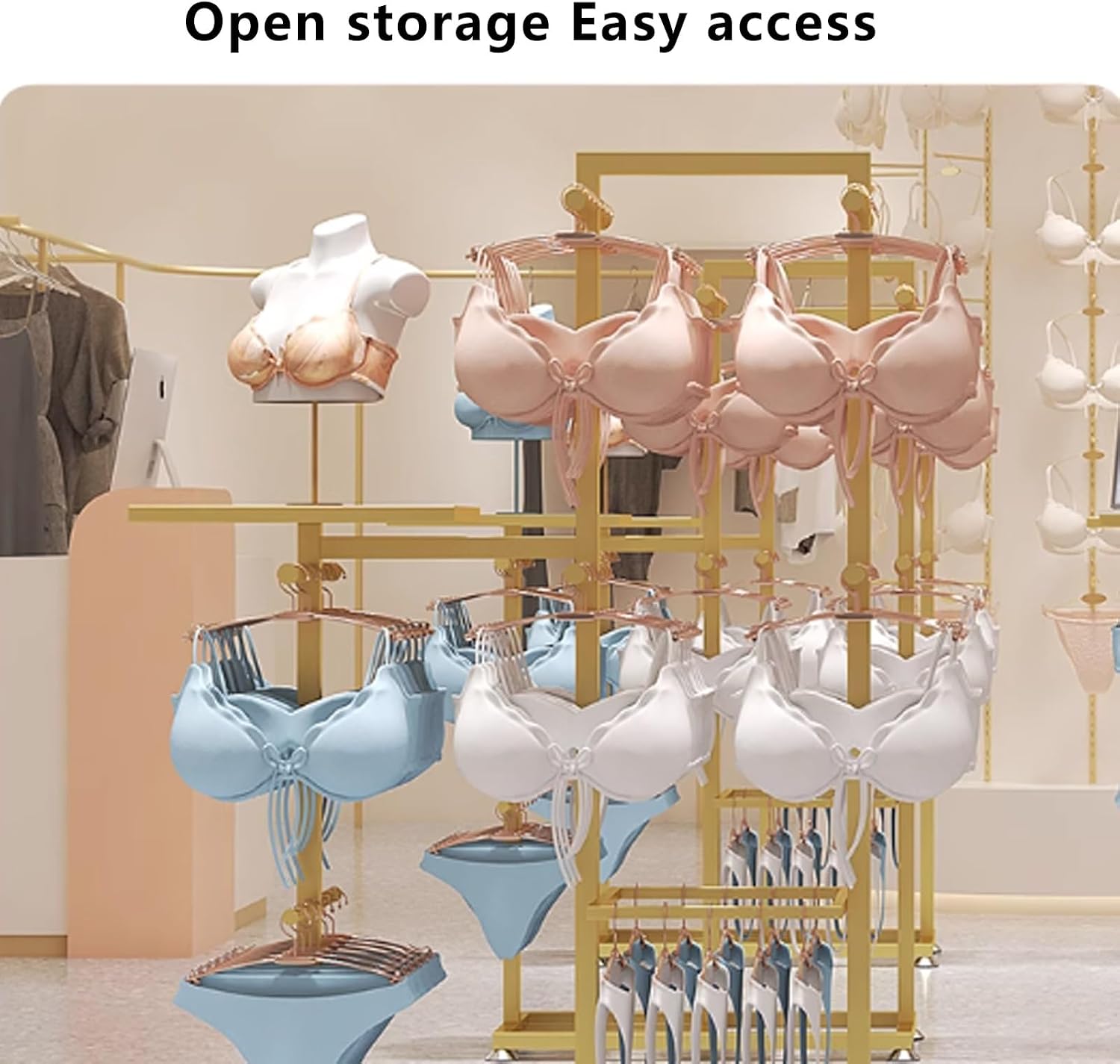 Retail Store Garment Rack Clothing Hanger,Freestanding Underwear Panty Rack,Lingerie Display Rack for Bra Shorts Jewelry(Silver)