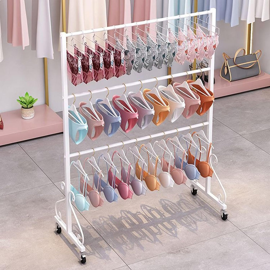 Retail Store Underwear Display Rack with Wheels, Bras Panty Shorts Storage Stand Silk Shawl Garment Rack,commercial Scarves Storage Towel Garment Hanger, for Bedroom/boutique