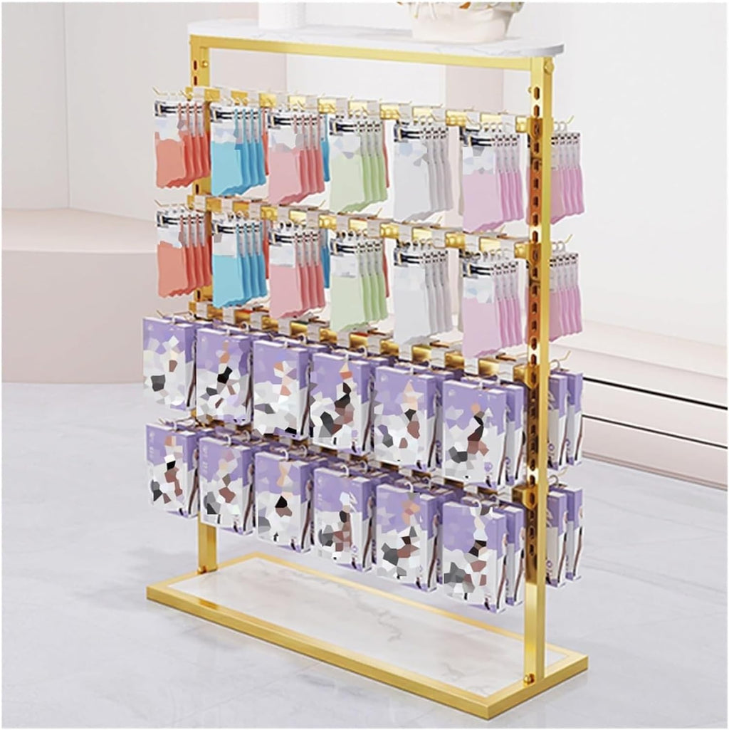 Clothes Rail Garment Rack 4 Storeys Underwear Metal Display Rack, Floor-Standing Garment Organizer Hanger for Socks Bra Panties, Retail Store Display Stands(80x35x135c