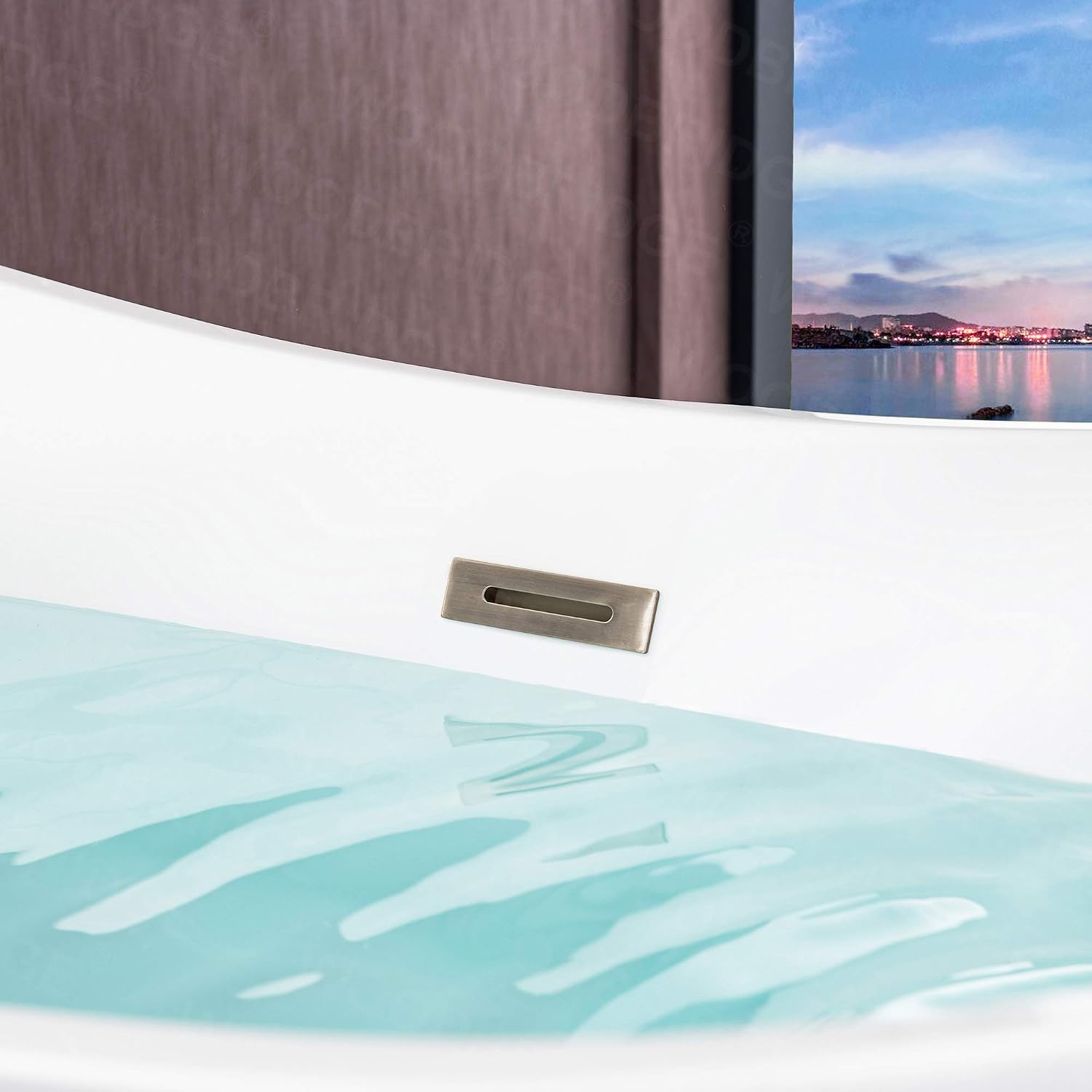 WOODBRIDGE 67' Acrylic Freestanding Bathtub Contemporary Soaking Tub, White Acrylic (Brushed Nickel Drain/Overflow),B-0010 B/N-Drain &O