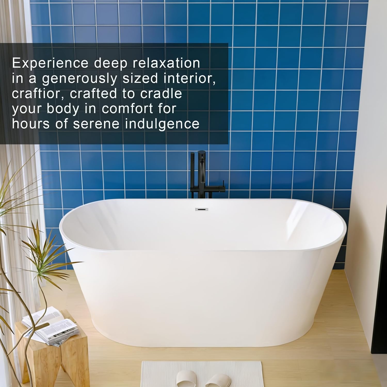 67 Inch Free Standing Bathtub,Made of Pure Acrylic Material with 8 Layers of Reinforced Coating,Cupc Certified,Spacious Ergonomic Design,Modern Luxury Bathtub,White