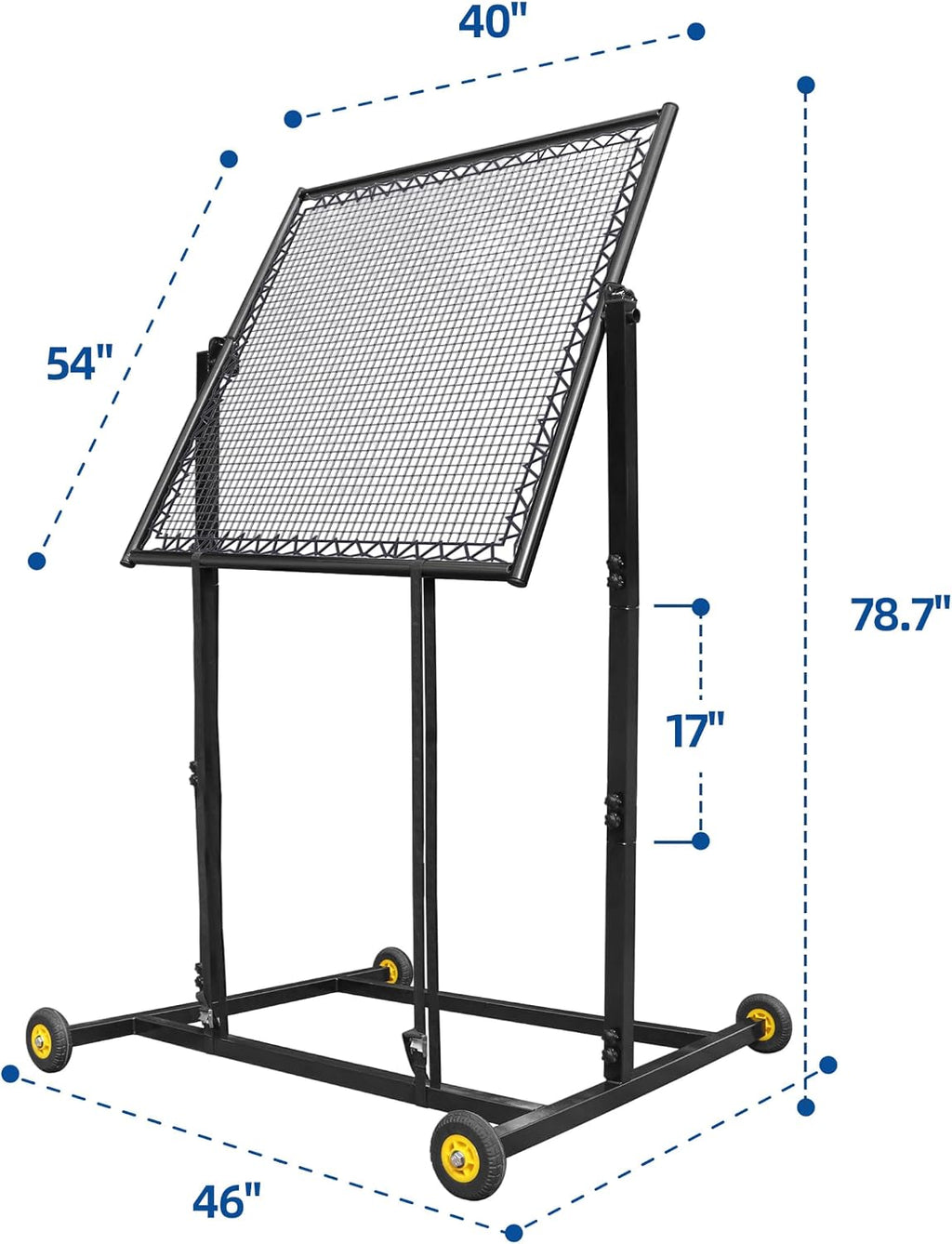 MR Height Adjustable Rebounder, Portable Sports Bounce Back Net, Adjustable Angle Pitch Back Return Net, Rebound Wall for Lacrosse, Baseball, Softball, Soccer, Football, Basketball, Volleyball, Tennis