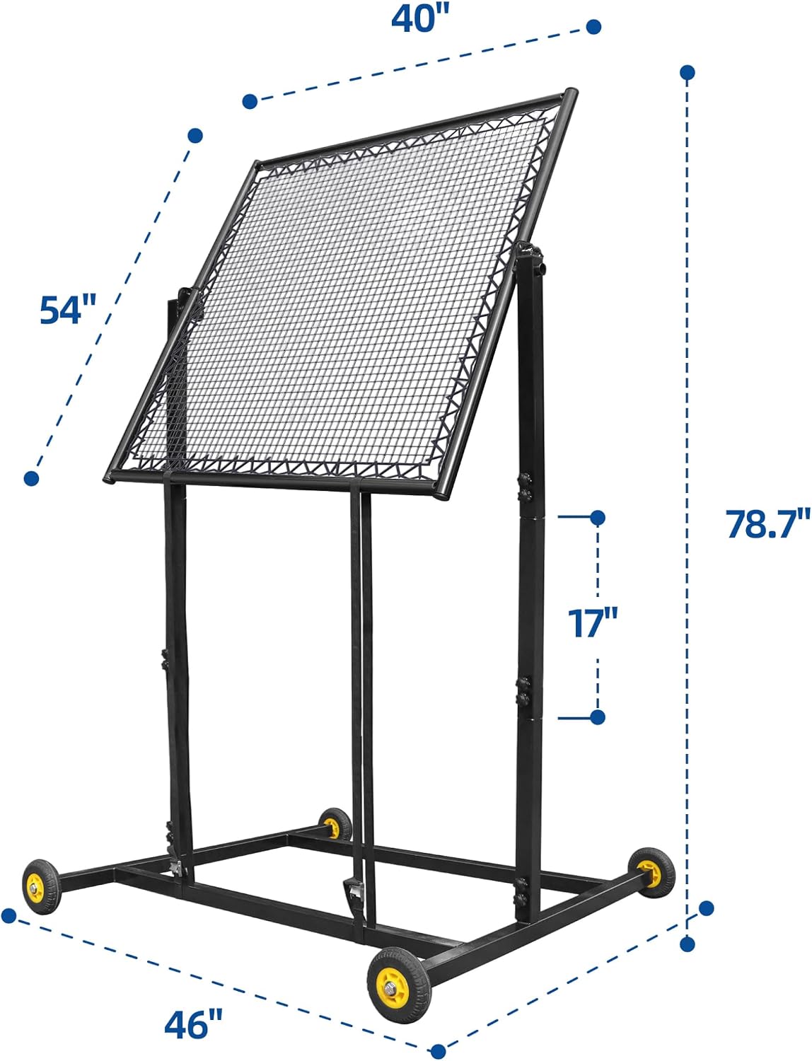 MR Height Adjustable Rebounder, Portable Sports Bounce Back Net, Adjustable Angle Pitch Back Return Net, Rebound Wall for Lacrosse, Baseball, Softball, Soccer, Football, Basketball, Volleyball, Tennis