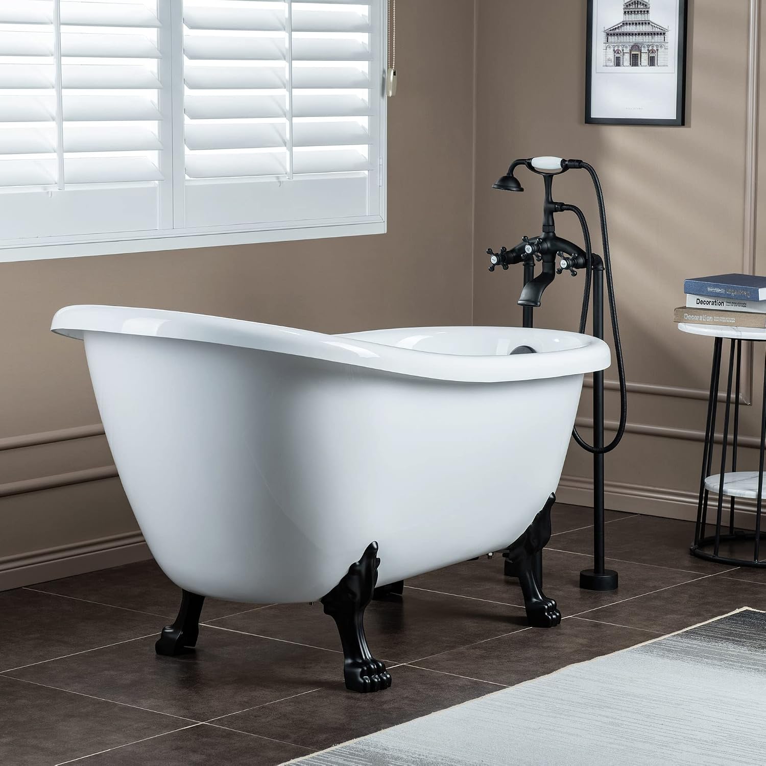 WOODBRIDGE BTA1521-MB-Feet Drain + MB Bathtub, Matte Black